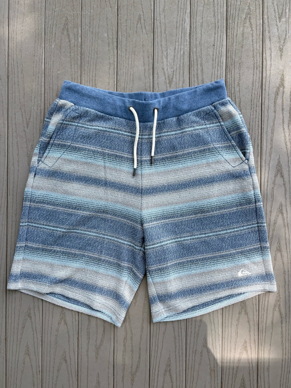 Quiksilver Blue Grey Stripe Great Otway Knit Lounge Beach Shorts